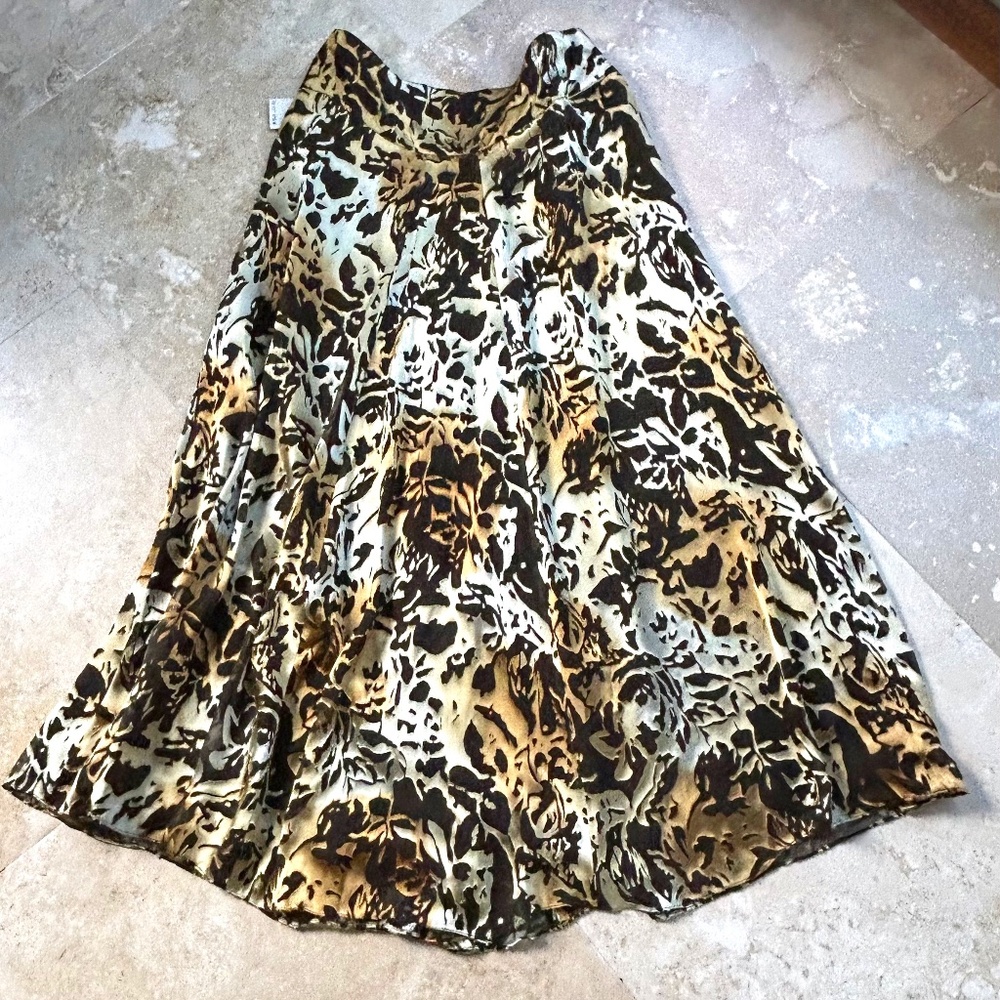 Jones New York Collection Black and Gold Maxi Silk Blend Skirt, Size 12